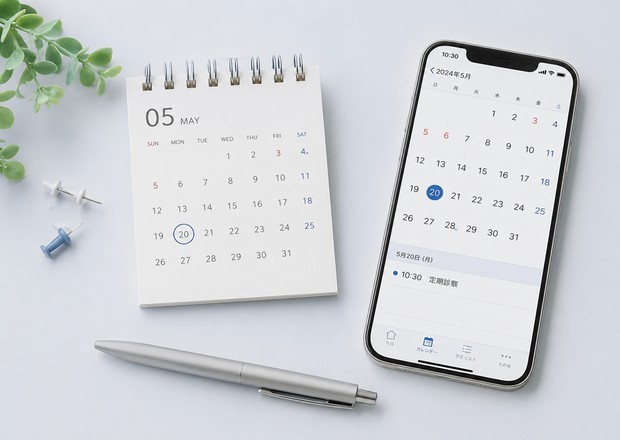 カレンダーとスマートフォンの予約アプリ